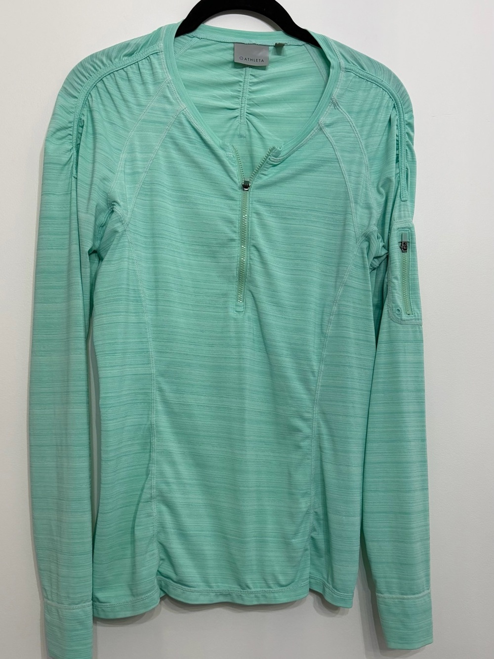 Athleta Teal Long Sleeve Quarter Zip Pullover Lightweight Workout Shirt Medium